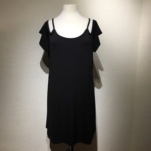 Black Cold Shoulder Short Dress